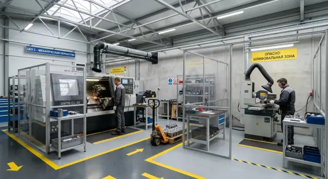 CNC yanında daşlama tozu: zonaları necə ayırmalı