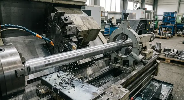 Turning long shafts without vibration: lunette and cutting modes