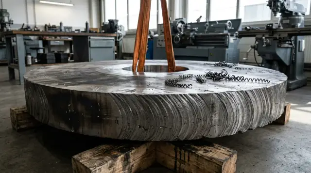 A vertical turning center is better for a 1.2-meter disc
